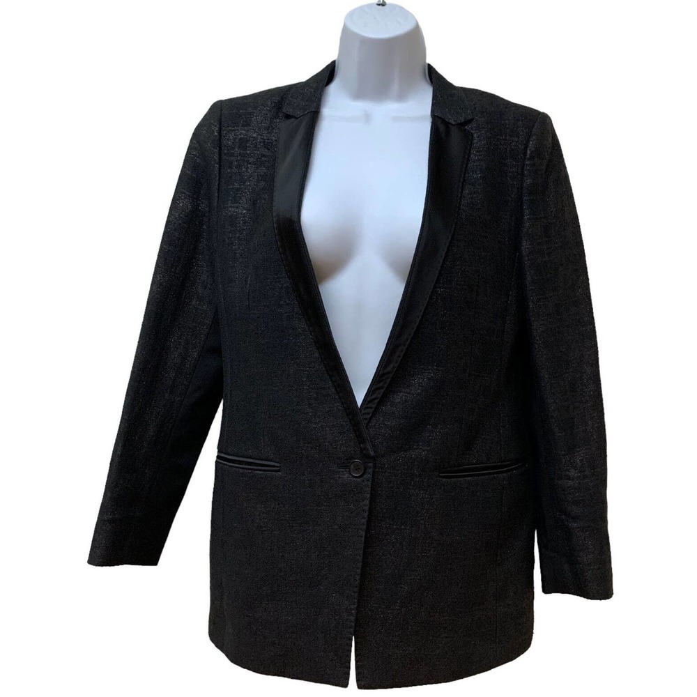 All Saints Black Leela 1 Button‎ Blazer Jacket US 6 UK 10 EU 38 Italian Cloth